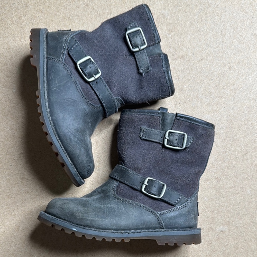 UGG Gray Moto Buckle Boot Toddler Girls Size 7 - Picture 4 of 12